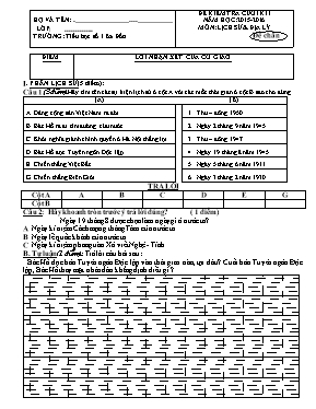 2 Đề kiểm tra cuối học kỳ I môn Lịch sử & Địa lý Lớp 5 - Năm học 2015-2016 - Trường TH Số 1 Ba Đồn